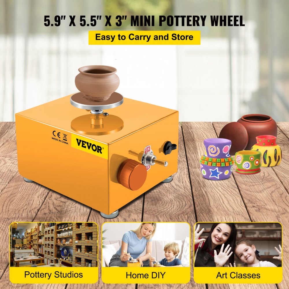 VEVOR Mini Pottery Wheel 1.9 2.5 3.9 Adjustable Size Ceramic Machine 30W